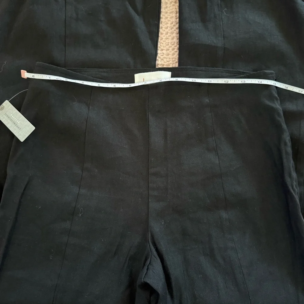 Anthropologie High-Rise Flare Linen Pants Black 10P | NWT $138 Trousers - Picture 8 of 11